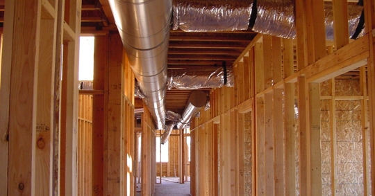 ductwork in house under construction